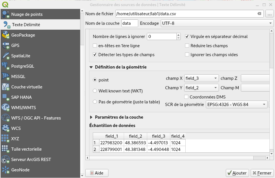 Affichage des traces AIS dans QGis